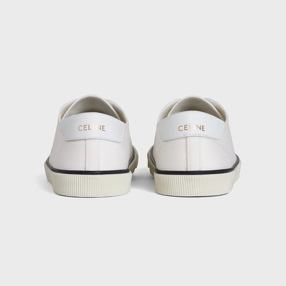 CELINE Blank Low Lace Up Canvas Sneakers Off White size 35 - Picture 5 of 16